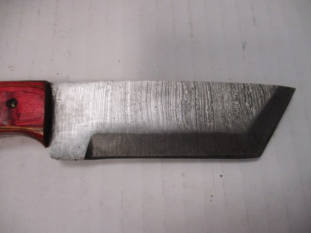 Fixed Damascus Steel Blade with Colorful Wood Handle - 2