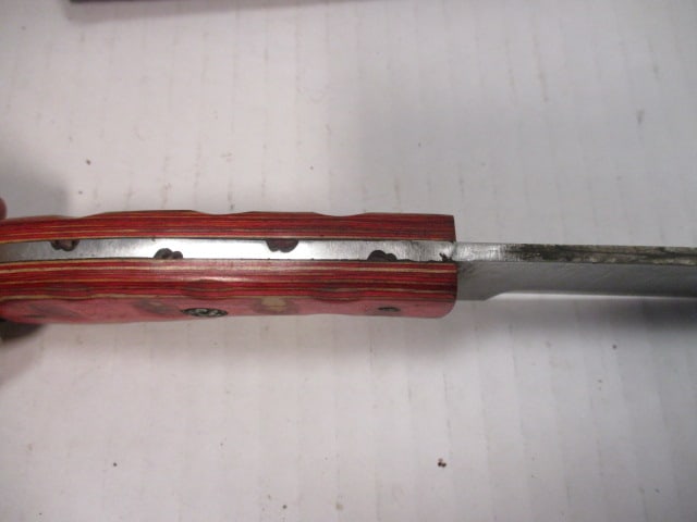 Fixed Damascus Steel Blade with Colorful Wood Handle - 4