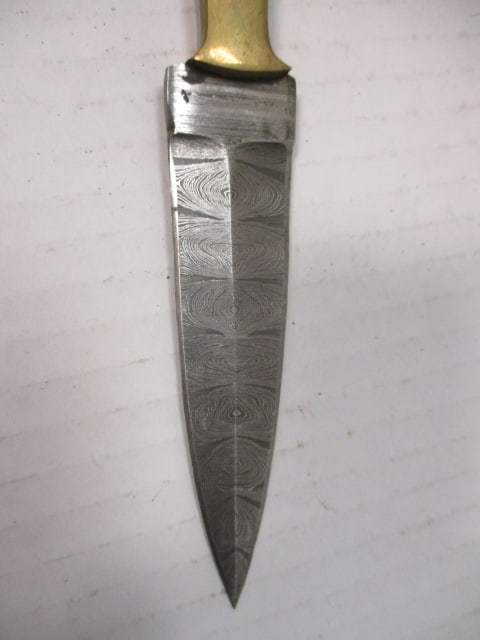 Damascus Steel Dagger Blade with Colored Wood Handle - 2