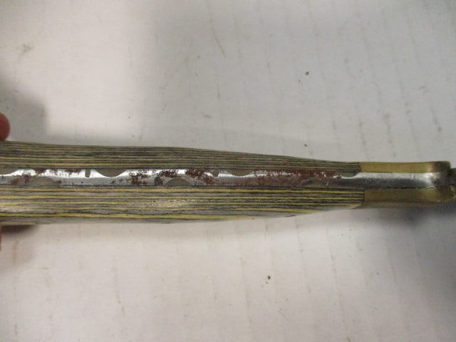 Damascus Steel Dagger Blade with Colored Wood Handle - 4