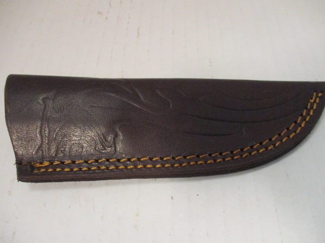 Fixed Damascus Steel Blade with Gut Hook & Wood Handle - 5
