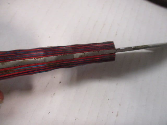Damascus Steel Fixed Blade with Gut Hook & Wood Handle - 5