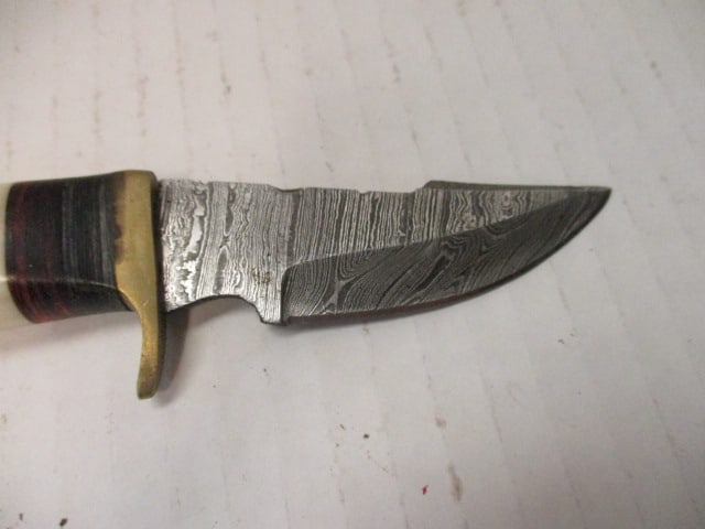 Damascus Steel Blade with Stacked Spacers & White Bone Handle - 2