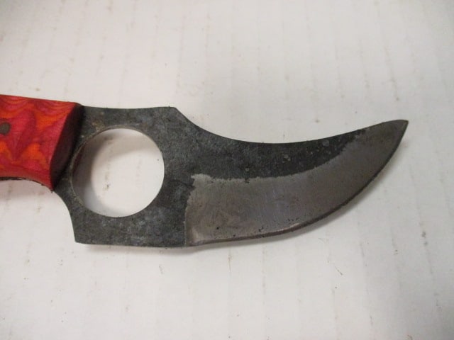 Compact Fixed Blade Finger-Hole Skinner Knife with Wood Handle - 2