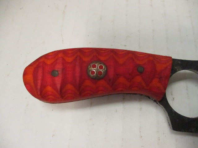 Compact Fixed Blade Finger-Hole Skinner Knife with Wood Handle - 3