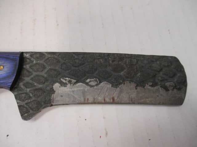 Fixed Blade Knife with Hammered Style Blade & Wood Handle - 2