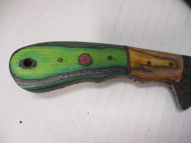 Fixed Blade Knife with Hammered Style Blade & Wood Handle - 3