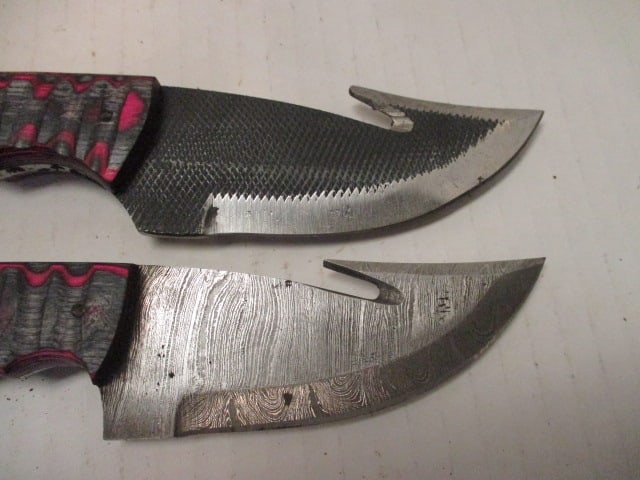 Set of Fixed Hammered Style Blades with Gut Hook & Wood Handles - 2