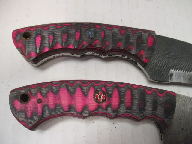 Set of Fixed Hammered Style Blades with Gut Hook & Wood Handles - 3