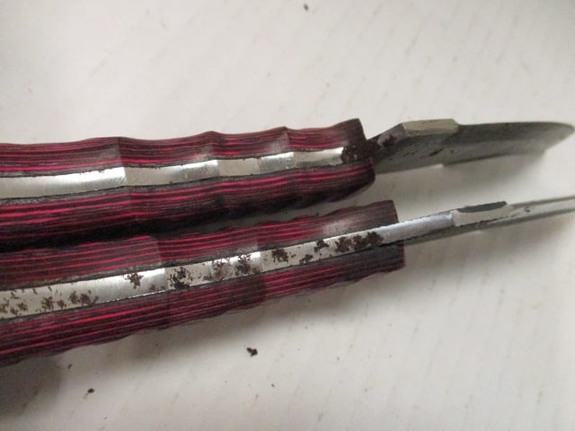 Set of Fixed Hammered Style Blades with Gut Hook & Wood Handles - 5