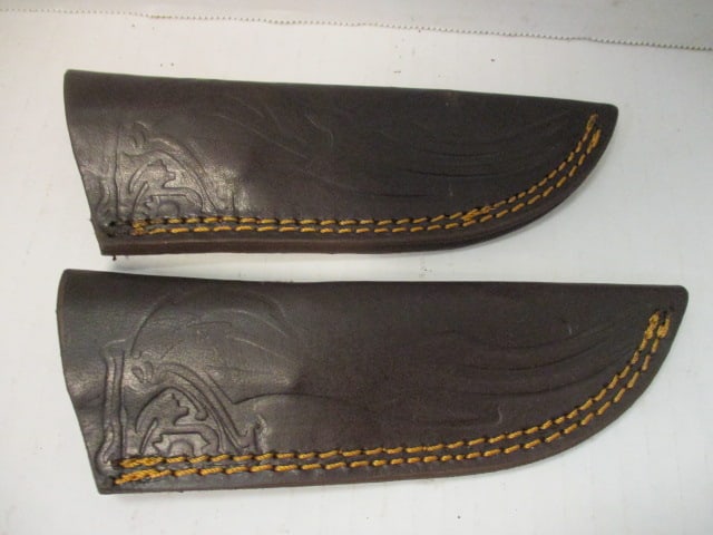 Set of Fixed Hammered Style Blades with Gut Hook & Wood Handles - 6