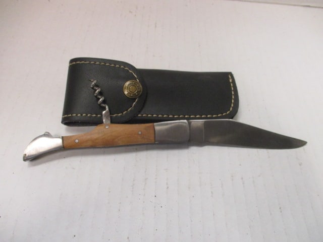 Folding Knife with Corkscrew & Wood Handle (1 of 9)