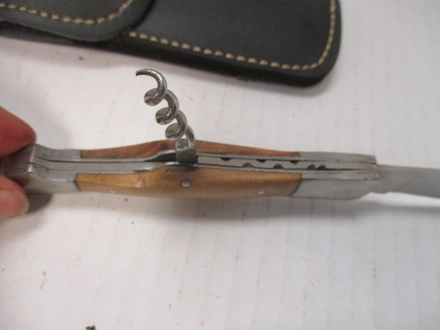 Folding Knife with Corkscrew & Wood Handle - 4