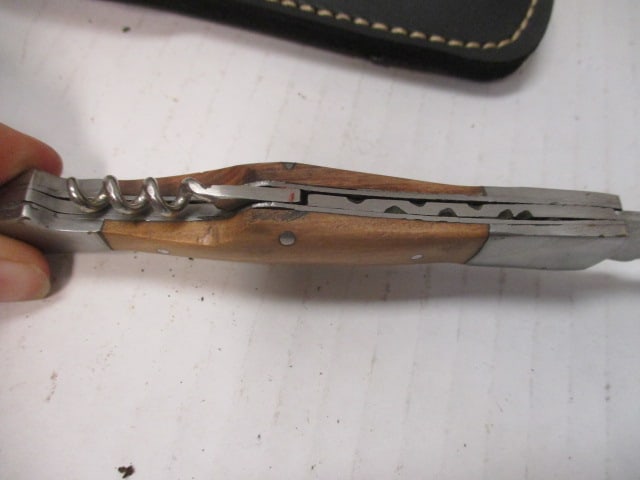 Folding Knife with Corkscrew & Wood Handle - 5