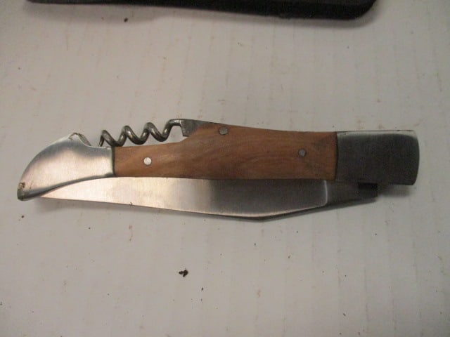 Folding Knife with Corkscrew & Wood Handle - 7