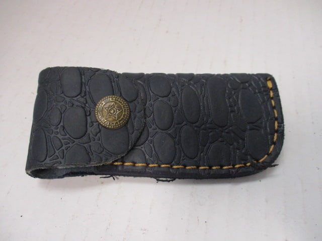 Damascus Steel Folding Blade with Colored Wood Handle - 7