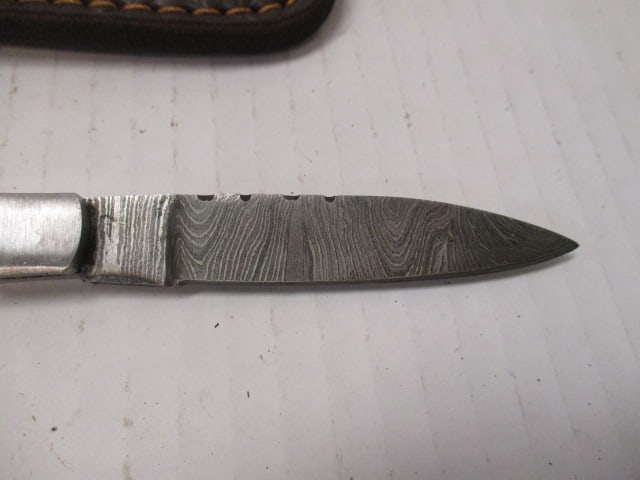 Damascus Steel Folding Blade with Resin Handle - 2