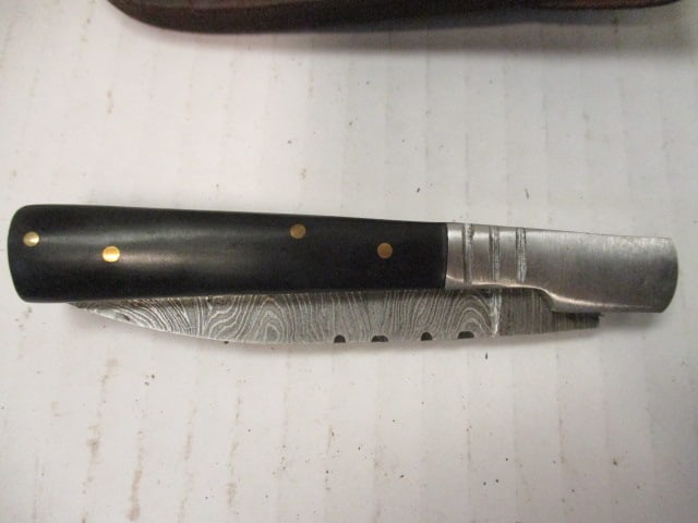 Damascus Steel Folding Blade with Resin Handle - 7