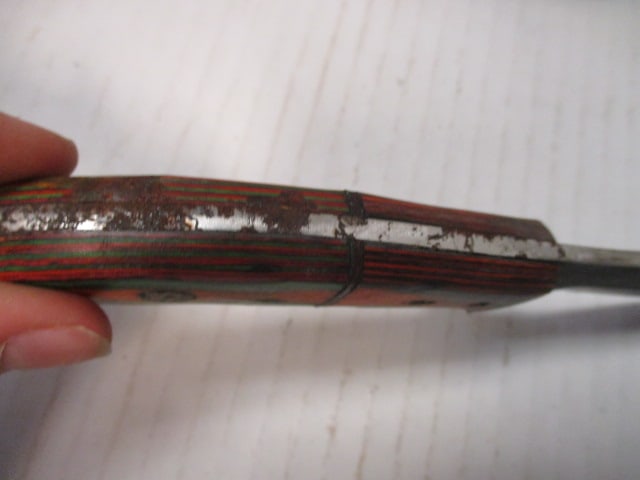 Fixed Textured Blade Skinning Knife with Two-Tone Wood Handle - 4
