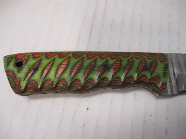 Curved Damascus Steel Blade with Wood Handle - 3