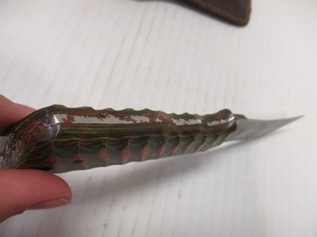 Curved Damascus Steel Blade with Wood Handle - 5