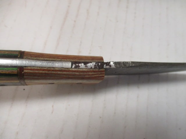Fixed Damascus Steel Blade Skinning Knife with Wood Handle - 4