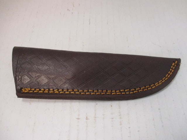 Fixed Damascus Steel Blade Skinning Knife with Wood Handle - 6