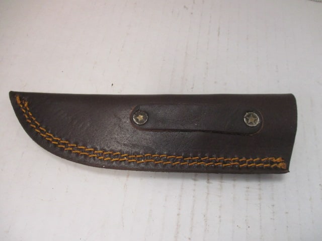 Fixed Damascus Steel Blade Skinning Knife with Wood Handle - 7