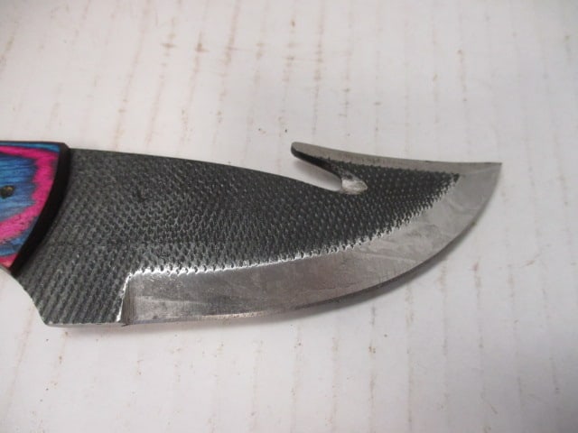 Fixed Textured Blade with Gut Hook & Resin/Wood Handle - 2