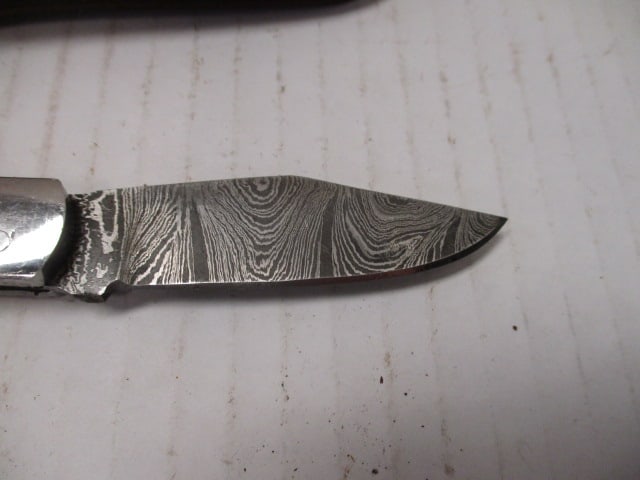 Damascus Steel Folding Blade with Resin Handle - 2