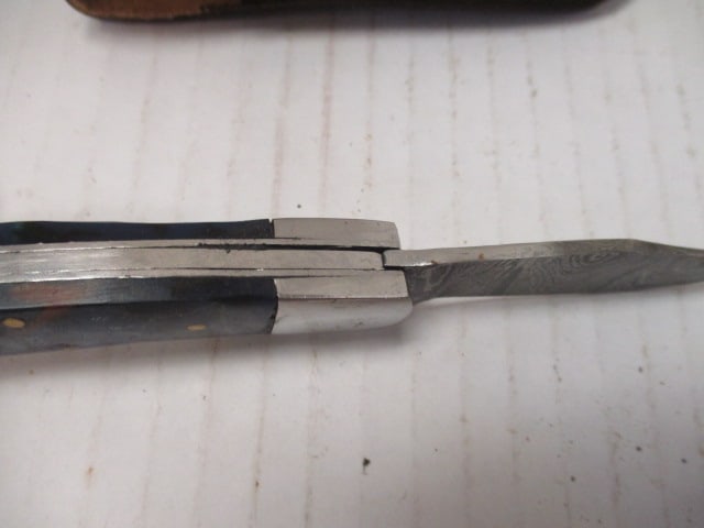 Damascus Steel Folding Blade with Resin Handle - 4