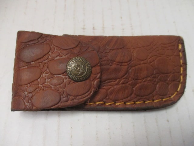 Damascus Steel Folding Blade with Colored Wood Handle - 5