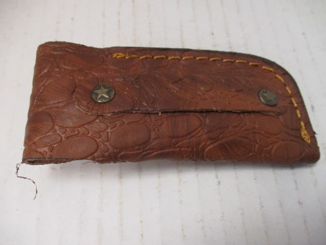 Damascus Steel Folding Blade with Colored Wood Handle - 6