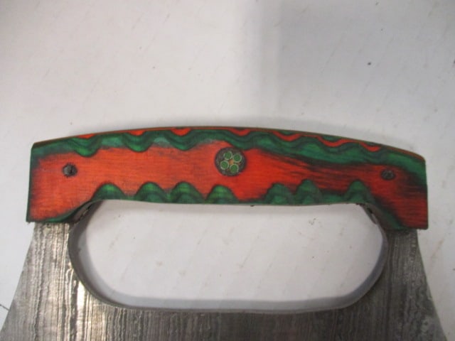 Traditional Damascus Steel Ulu with Wood Handle - 3