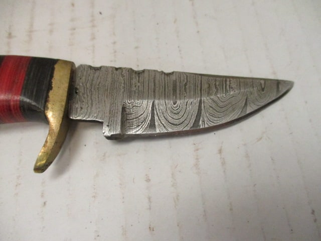 Fixed Damascus Steel Blade with Stacked Spacers & Horn Handle - 2