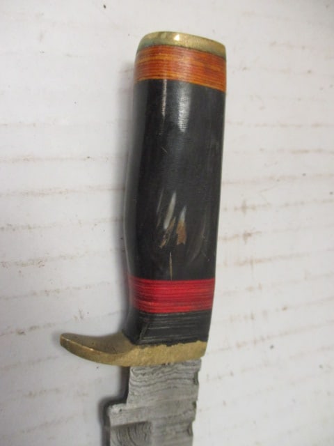 Fixed Damascus Steel Blade with Stacked Spacers & Horn Handle - 3