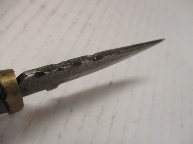 Fixed Damascus Steel Blade with Stacked Spacers & Horn Handle - 4