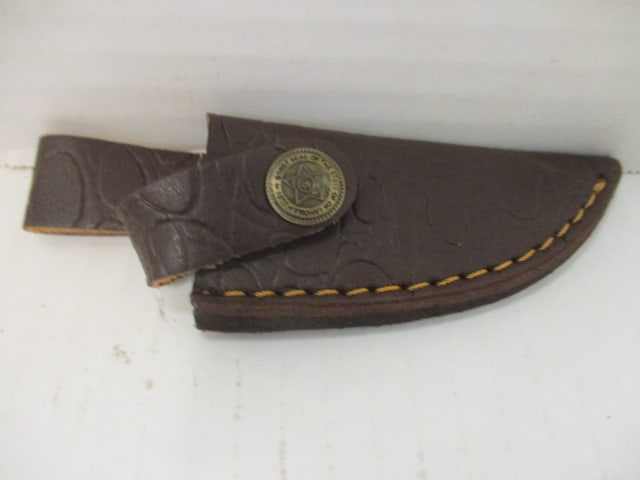 Fixed Damascus Steel Blade with Stacked Spacers & Horn Handle - 5