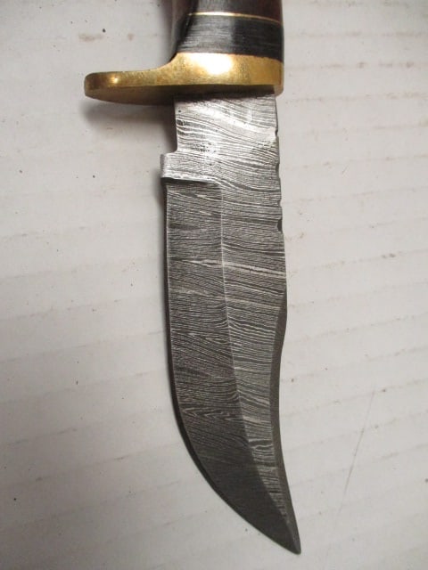 Fixed Damascus Steel Blade with Stacked Spacers & Wood Handle - 2