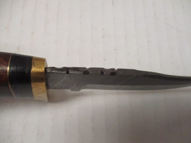 Fixed Damascus Steel Blade with Stacked Spacers & Wood Handle - 4
