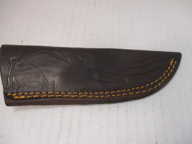 Fixed Damascus Steel Blade with Gut Hook & Wood Handle - 5