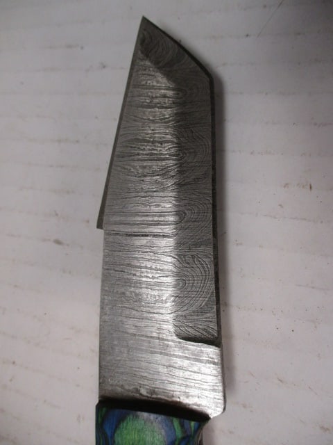Fixed Damascus Steel Blade Skinning Knife with Wood Handle - 2