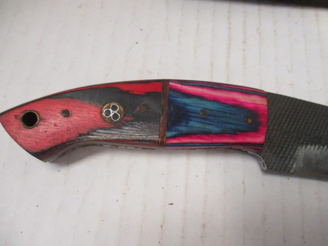 Textured Skinning Knife with Fixed Blade & Two-Tone Wood Handle - 3