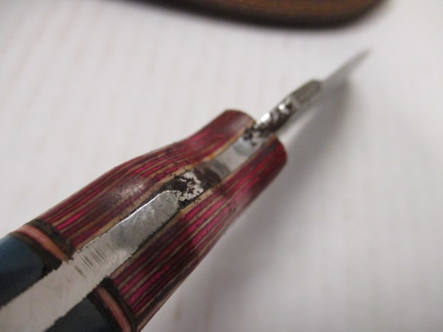 Fixed Damascus Steel Skinning Blade with Resin/Wood Handle - 5