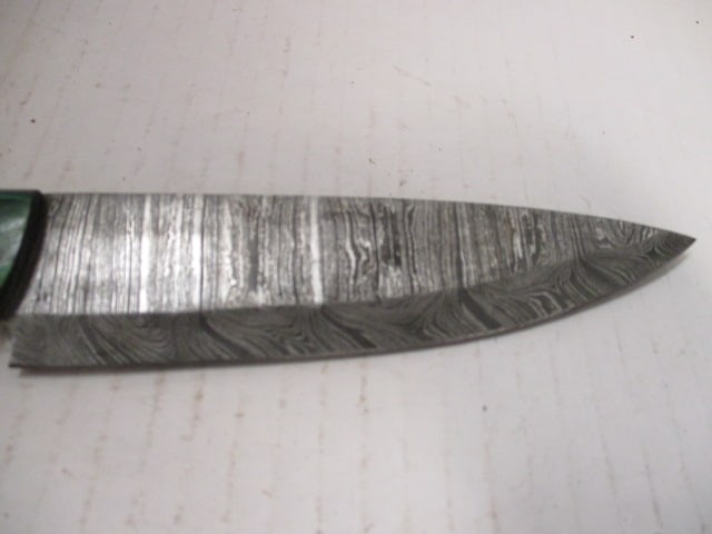 Large Fixed Blade Damascus Steel Blade with Resin/Wood Handle - 2