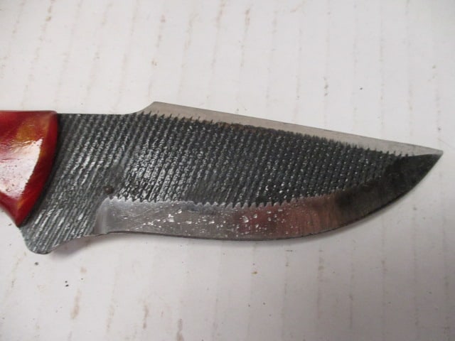 Textured Fixed Blade Skinning Knife with Resin Handle - 2