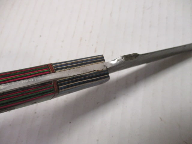 Damascus Steel Fixed Blade with Two-Tone Wood Handle - 5
