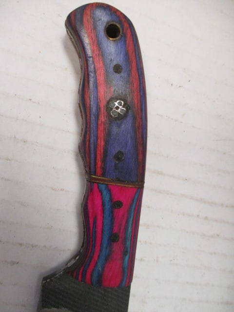 Textured Fixed Blade Skinning Knife with Two-Tone Wood Handle - 3