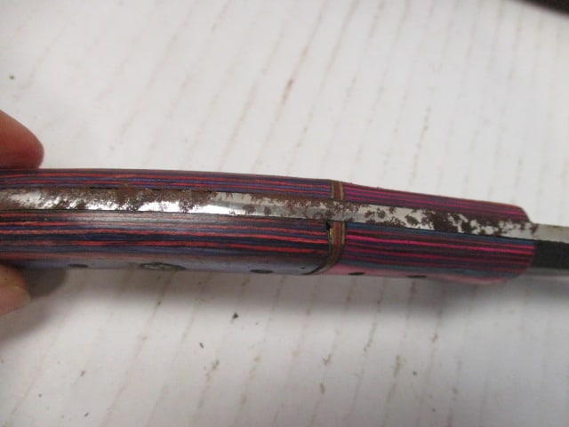 Textured Fixed Blade Skinning Knife with Two-Tone Wood Handle - 4