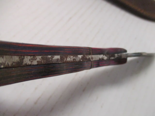 Textured Fixed Blade Skinning Knife with Two-Tone Wood Handle - 5